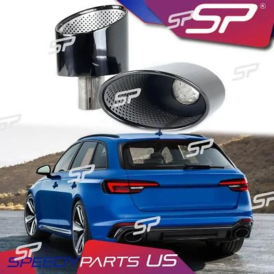 Black Exhaust Tips Tailpipe for Audi A4 A5 A6 A7 upgrade to RS4 RS5 RS6 RS7 - Изображение 1 из 4