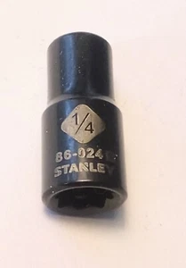 Stanley 1/4" x 1/4" Standard Socket 86-024B Black Chrome 6 Pt Free USA Shipping - Picture 1 of 3