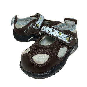 Merrell Toddler Infant 5 Shoes Brown Blue Mary Jane Leather Pacific Jump Jr - Picture 1 of 10