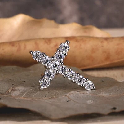 10 ct Vs E-F color Lab Grown Diamond Cross Pendant with 14k White Gold - Image 1 of 3