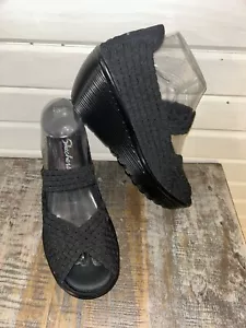 Sandali Skechers Tg 8 38409 Nero Cali Tessuto Elasticizzato Parallelo Plateau Tacco - Foto 1 di 9