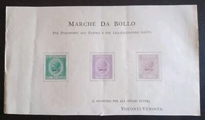 Foglio allegato al decreto dei tre saggi di marche da bollo per passaporto - Picture 1 of 2