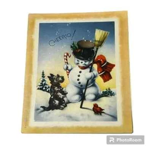 Vanmar Snowman Cheerio Vintage Christmas Card Unused - Picture 1 of 4