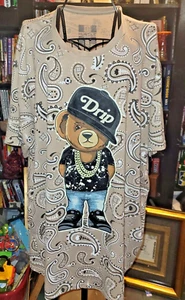 Bailey Apparel Hustle Gang All Over Drip T Shirt Short Sleeve Black Bear XL - Picture 1 of 2