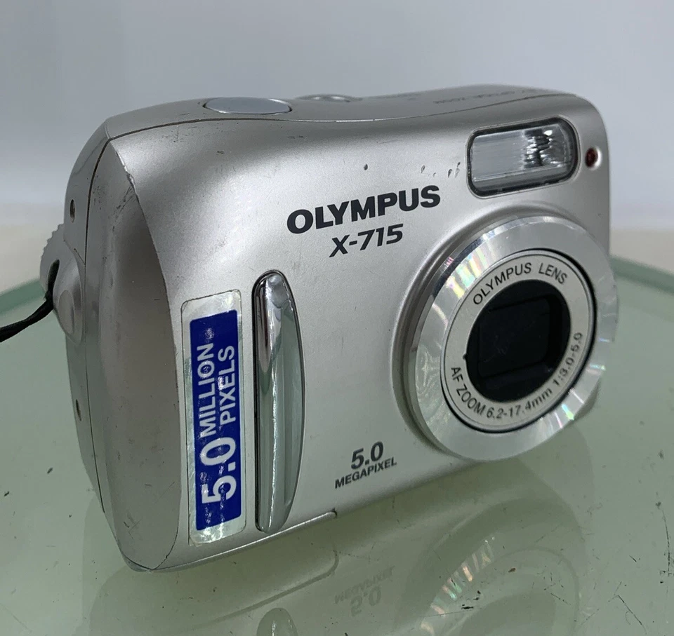 OLYMPUS X-715 5.0MP COMPACT DIGITAL CAMERA SILVER NOCARD NO CHARGER TESTED - 44 - Image 1 of 4