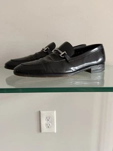 SALVATORE FERRAGAMO LEATHER UG 50022 C 15 SILVER LOGO MEN'S SHOES SZ 13 D ITALY - Picture 1 of 11