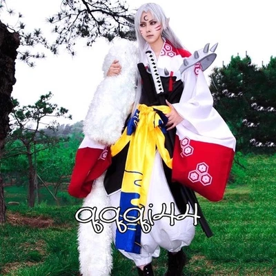 Inuyasha Sessyoumaru Cosplay Suit Costume Full Set Accessory Wig Halloween Props - Image 1 of 4
