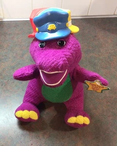 Fisher Price Barney Dinosaur Silly Hats Talking Dancing Singing Plush Toy Purple - Picture 1 of 5