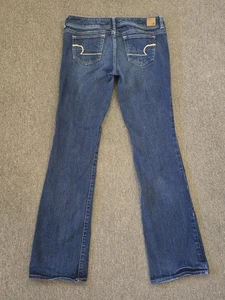 American Eagle Jeans Womens 8 Long Blue Slim Boot Stretch Denim - Picture 1 of 9