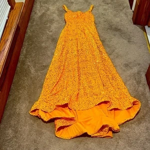 Neu mit Etikett warm Notices orangefarbenes Paillettenkleid Größe 9 - Bild 1 von 7