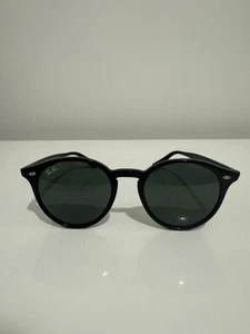 Ray-Ban 2180 Round Sunglasses Polished Black Frame Dark Green Lens - Picture 1 of 4