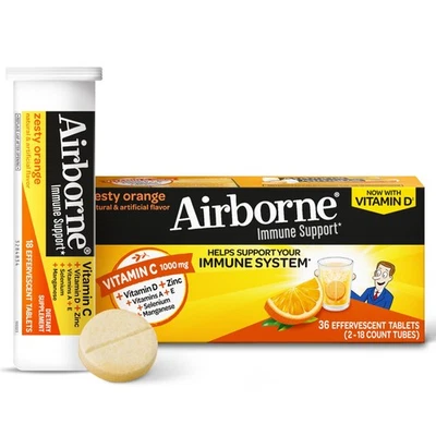 Vitamina C 1000 mg (por porción) - Comprimidos efervescentes naranja picante en el aire (36 Foto 1 de 4