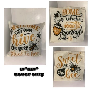 3 Throw Pillow Case Cover 17x17 Inches Canvas Material NEW (no Insert) - Picture 1 of 5