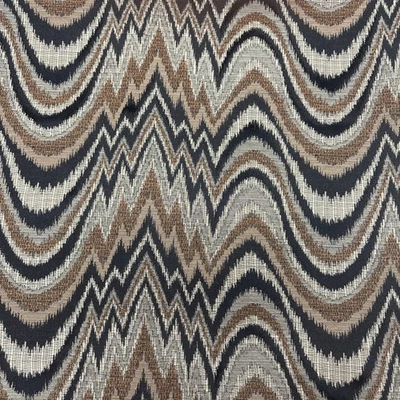 Tela decorativa a rayas tejida Chevron marrón tostado negro ondulado BT mitad Y #16 Foto 1 de 4