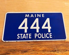 Maine State Police Blue License Plate "444" Maine vintage obsolete plate
