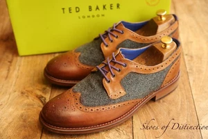Ted Baker Cassiuss hellbraun Leder Tweed Derby Brogue Schuhe Herren UK 9 US 10 - Bild 1 von 11