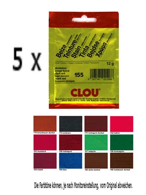 Clou Beutelbeize 5 x 12g Holzbeize Holz Beize Holzschutz Pulverbeize Möbelbeize - Bild 1 von 2