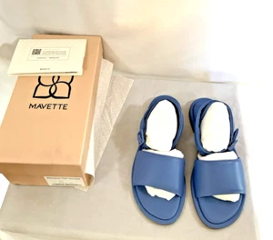 MAVETTE Women's Messina Flat Sandals Peri Blue Nappa Made In Italy Size 9 - Picture 1 of 9