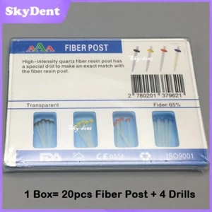 1 Box Dental Transparent Quartz Fiber Post Resin Post 1.0/1.2/1.4/1.6mm+4 Drills - Picture 1 of 9