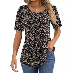 Fantaslook Blouses Women Size L Pleated Short Sleeve Dressy Casual Summer --L4-- - Picture 1 of 6