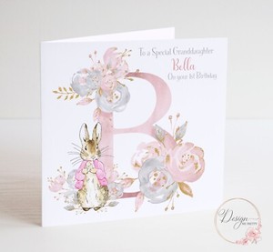 PERSONALISED PETER RABBIT Birthday Card - Daughter Granddaughter Girl FLOPSY 