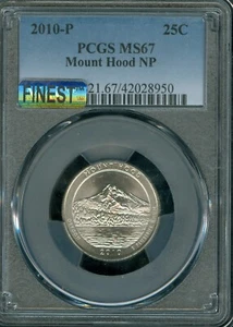 2010 P MOUNT HOOD PARKS QUARTER PCGS MS67 PQ BUSINESS STRIKE RARE . - Picture 1 of 2