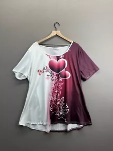 RoseGal Womens Multicolor T-Shirt Heart Pullover Scoop Neck Short Sleeve - Picture 1 of 12