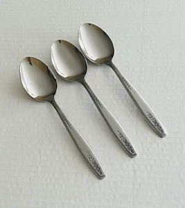 Stanley Roberts Rogers Co Stainless Korea Deena 3 Oval Soup Spoons Burnished  - Picture 1 of 4