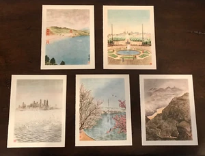 5 Caspari Silent Traveler Note Cards, Scenes from America Chiang Yee Watercolor - Picture 1 of 8