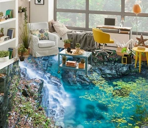 3D Waterfall Lake 32RAIN08 Floor WallPaper Murals Wall Print Decal AJ Honey - Picture 1 of 6
