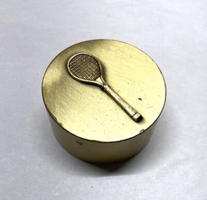 Messing/Metall Briefbeschwerer, ca. 1 3/4" Durchmesser - Tennisschläger Design - Bild 1 von 3