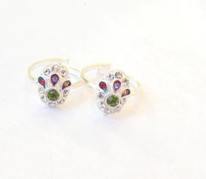 HANDMADE STERLING SILVER TOE RING PAIR INDIAN BICHIYA SIZE ADJUSTABLE TS 125 - Picture 1 of 3