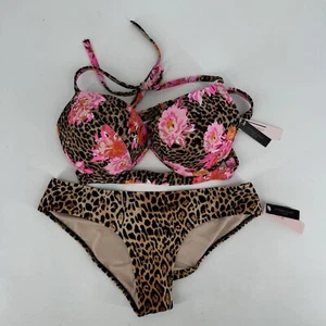Victorias Secret bikini womens bombshell animal print floral leapord 38c medium - Picture 1 of 7