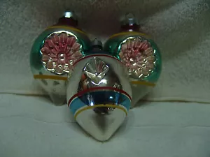 ANTIQUE LARGE DOUBLE INDENT GLASS CHRISTMAS ORNAMENTS 3" & 3 1/2" SIZE - Picture 1 of 3