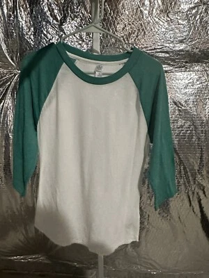 Camiseta de béisbol Alternative Apparel para mujer blanca verde manga raglán talla S Foto 1 de 3