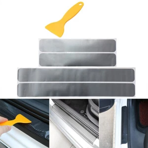 Revêtement Design Film Raclette Argent Gris Mat 4X Seuil De Porte - Afbeelding 1 van 4