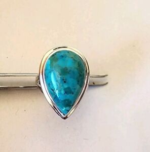 Gem Insider Sterling Silver 22x14mm Pear Shaped Turquoise Ring Women's Sz 9