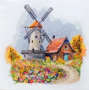 Windmill Counted Cross Stitch Kit on Canvas | A Perfect Gift - Picture 1 of 16