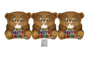 Set Of 3 Happy Birthday Teddy Bear 18'' Balloons Party Decorations - Picture 1 of 1
