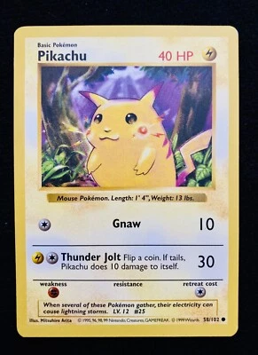 1999 Pokemon Pikachu #58 Red Cheeks Error Shadowless Base Set, Bear Mint - Image 1 of 4
