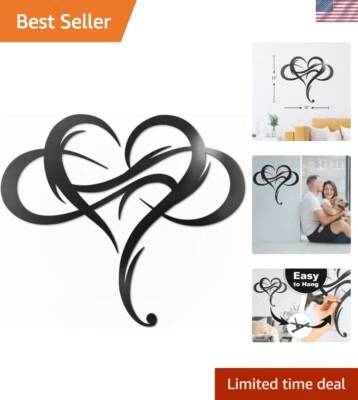 Arte de pared de metal corazón infinito grande - Elegante placa de amor geométrica de 15"x13" Foto 1 de 4