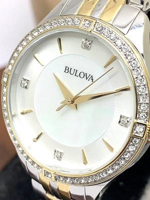 Bulova Women's Watch 98L273 Quartz Mother of Pearl Dial Two Tone Crystal Accent - Image 1 of 4