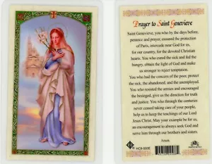 Saint Genevieve with Prayer to St Genevieve - HC9-550E - Laminated Holy Card - Picture 1 of 3