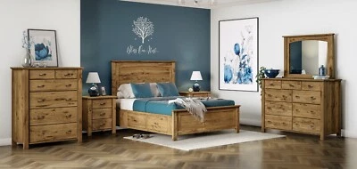 Juego de muebles de dormitorio de transición Amish de 6 piezas de almacenamiento de madera maciza debajo de la cama Foto 1 de 4