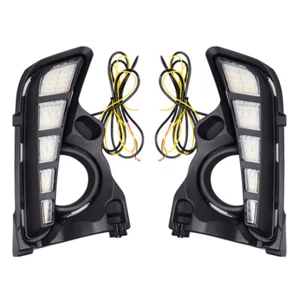 Car LED DRL Daytime Running Lights Fog Lamp Cover For Toyota Highlander 2018-19 - Picture 1 of 10