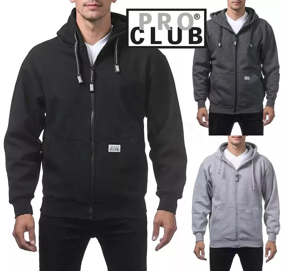 Pro Club Men's Heavyweight Fleece Full Zip Up Hoodie Jacket Size S-5XL - Image 1 of 1