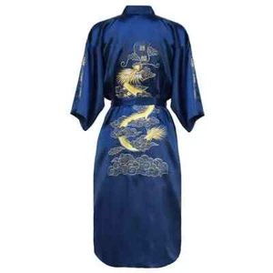 Kimono Bathrobe Clothing Men Embroidery Dragon Garment Traditional Men Nightwear - Picture 1 of 22