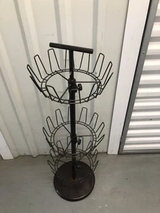 3 Tier 18 Pair ROTATING METAL SHOE RACK TREE Round Spins Adjustable Black - Picture 1 of 7