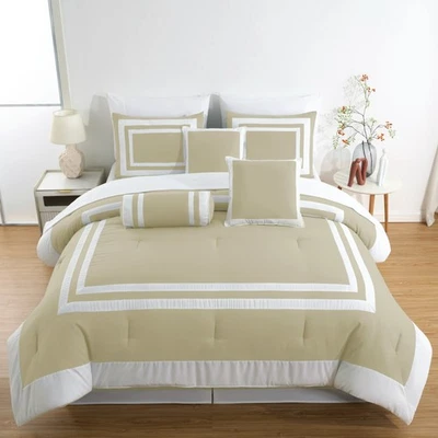 Chezmoi Collection 7-Piece Hotel style Comforter Set Full, Queen, King, Cal King - Image 1 of 4