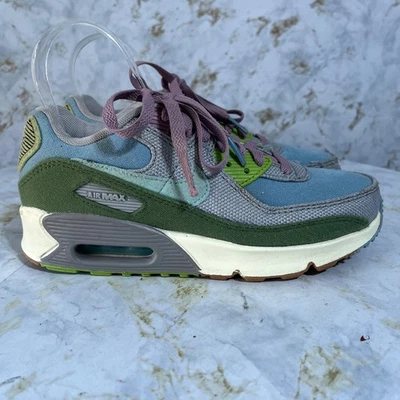 Nike Air Max 90 Youth Kids Size 5Y Shoes Gray Blue Green Athletic Low Sneakers - Image 1 of 4